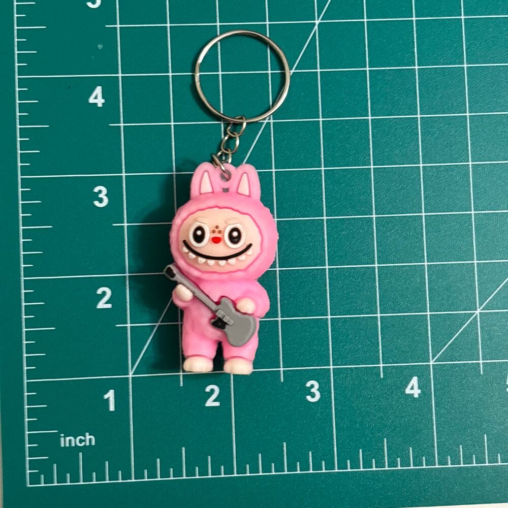 Pink Labubu Silicone Keychain Surprise Style Kawaii Bag Charm NWOT - Picture 2 of 14
